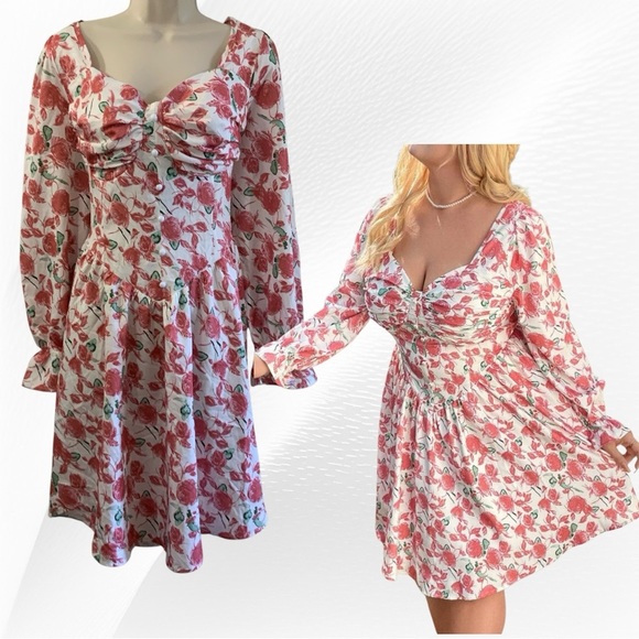 SHEIN Dresses & Skirts - Shein Curve Gorgeous Rose Printed Dress  Size 1X